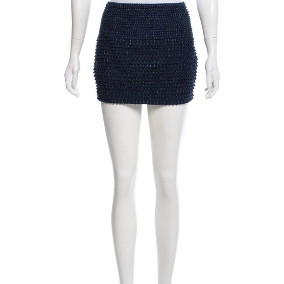 Haute Hippie Navy Scalloped Mini Skirt - Picture 7 of 14